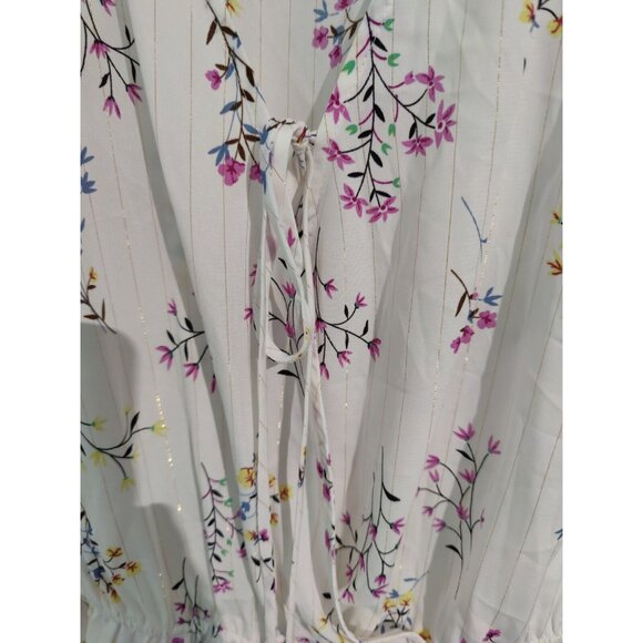 Sweet Rain Ivory Floral V-Neck Flutter-Sleeve Blouse Top 2X NWOT - Picture 4 of 7